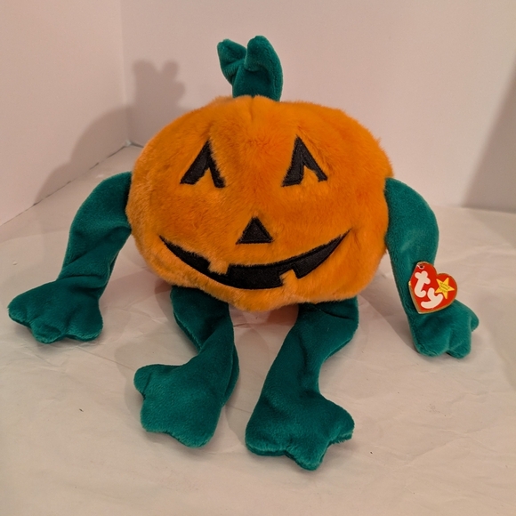 Lot of 2 (TWO) TY Beanie Babies - Pumpkin' Small and Large - Picture 6 of 10